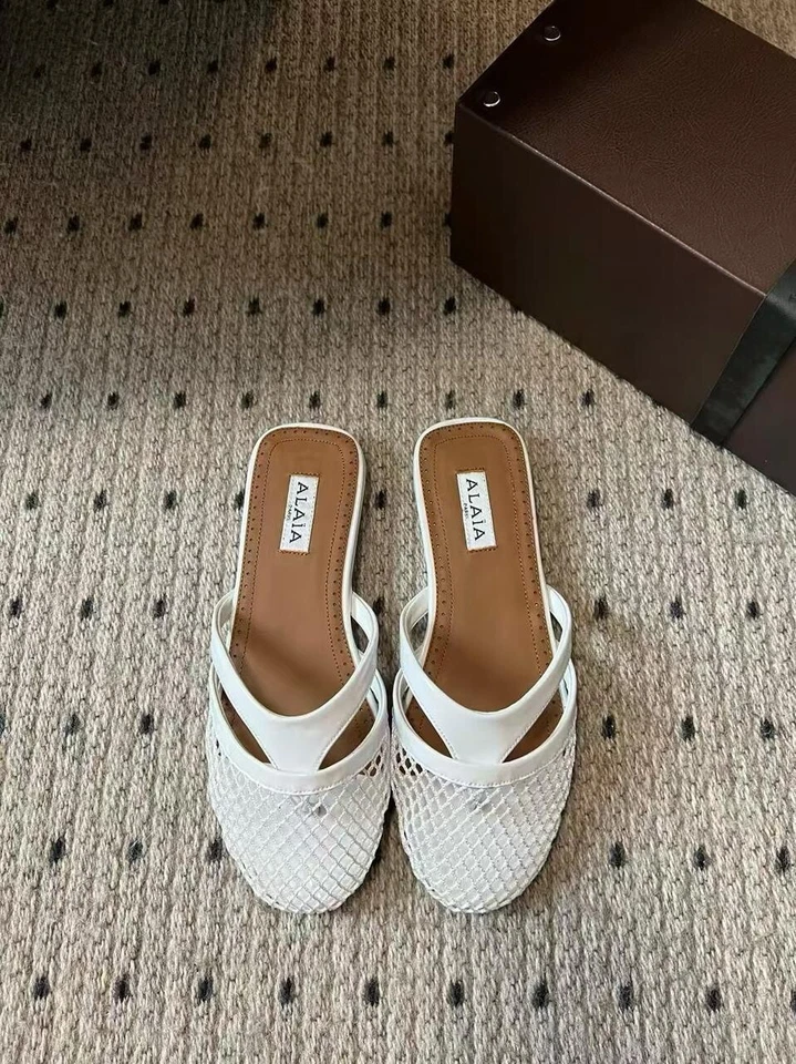 INFRADITO FLAT MESH AND LEATHER MULES 38 EU